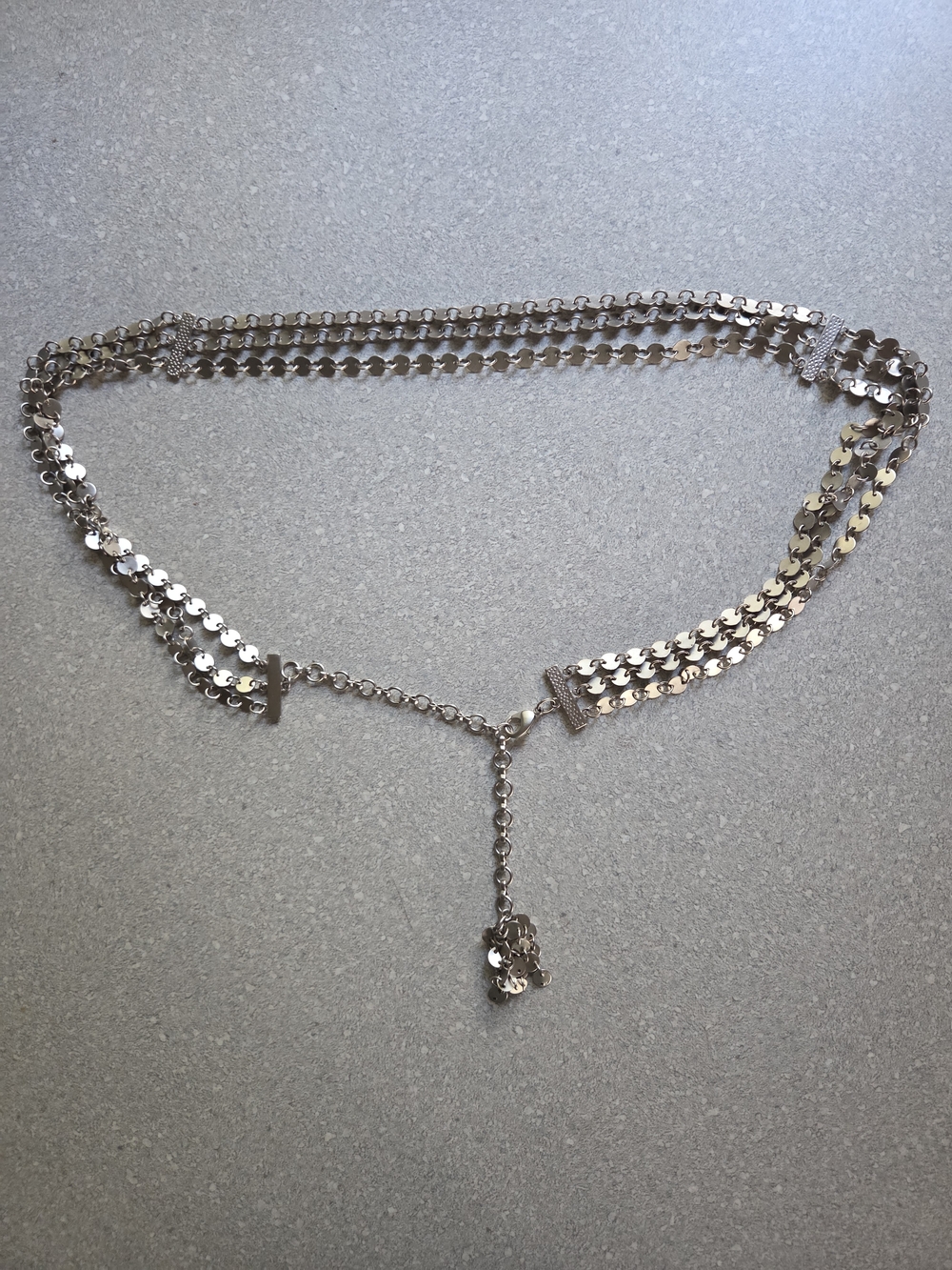 Silver Sequin Chain Belt